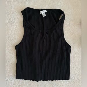 Topshop Ribbed Cotton Tank Top, Black, Women Small US 6